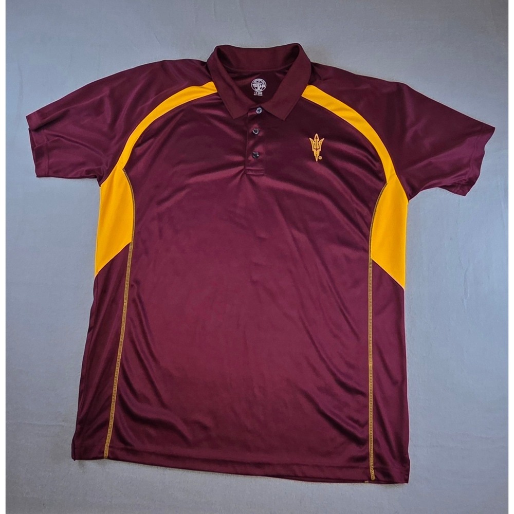 ASU Arizona‎ State Sun Devils Polo Shirt Men's XL Maroon Gold Performance Golf